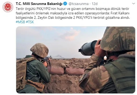 MSB’den son dakika açıklaması: 4 PKK’lı terörist Silopi’de teslim oldu