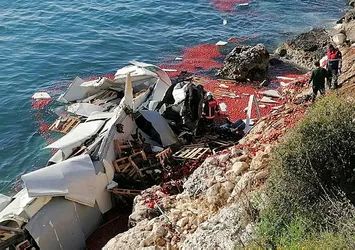 Mersin’de domates yüklü TIR denize uçtu