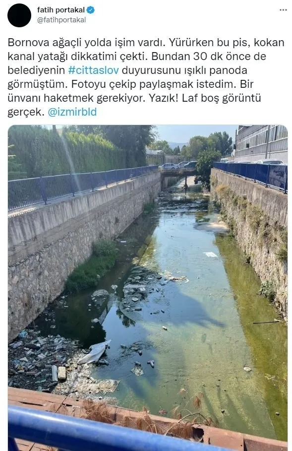 Fatih Portakal’dan Tunç Soyer’e İzmir’deki kötü koku için sert tepki: Bir unvanı hak etmek gerekiyor