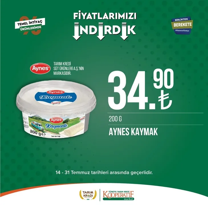 Tarım Kredi Market indirimlerinde son 6 gün! Katalogda yok yok! Çamaşır deterjanı 99.90, Ayçiçek yağı 36.90, Süzme peynir 64.90, zeytin 57.90 TL...