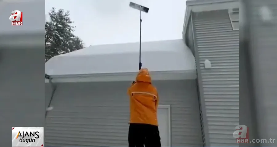 Saniyeler sonra neye uğradığını şaşırdı! Çatıdaki kar adamı böyle yuttu 1