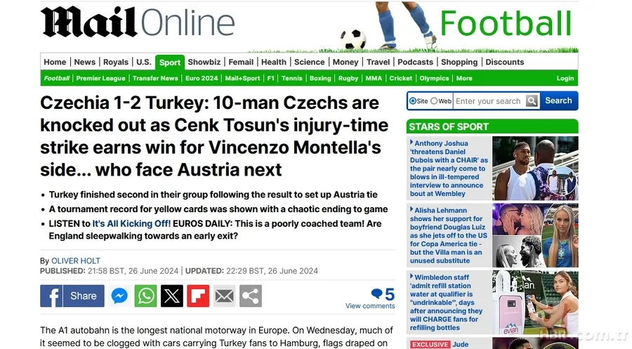 Türkiye Çekya'yı devirdi Avrupa'nın manşetlerini süsledi: Muhteşem Türkler... 11