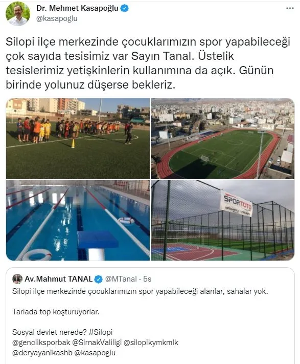 CHP’li Mahmut Tanal’ın ’Silopi’de çocukların spor yapabileceği alan yok’ iddiasına görüntülerle yalanlama