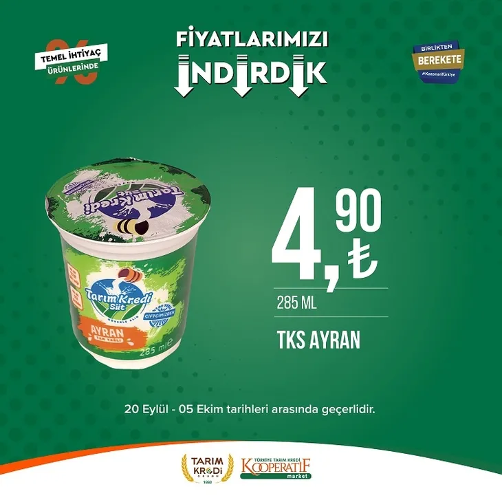 Tarım kredi market yeni indirim listesi yayınladı! 117.90 TL’ye Sucuk, 104.90 TL’ye Beyaz Peynir, 35.75 TL’ye Pirinç, 23.90 TL’ye dev Kağıt Havlu yer alıyor