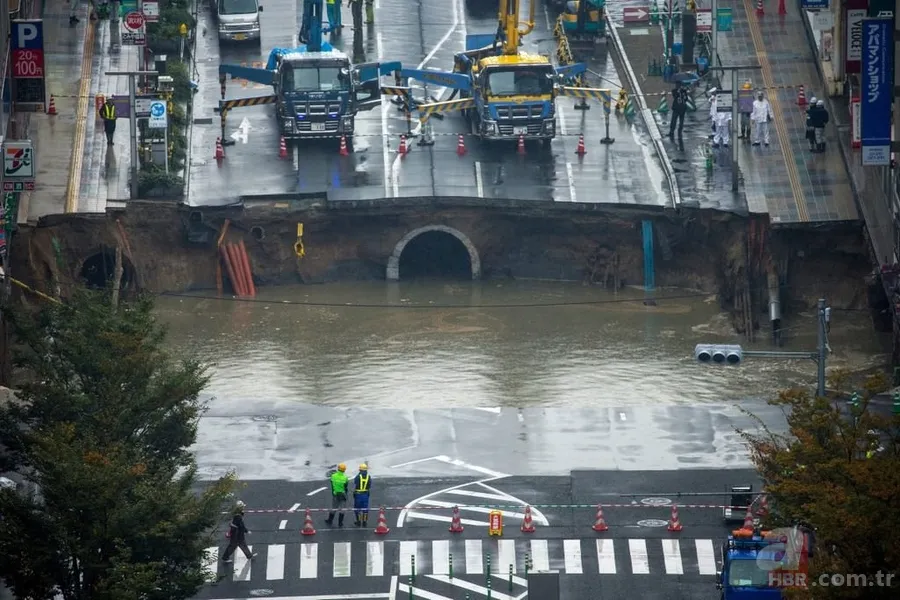 Japonya'da büyük göçük bir hafta onarıldı 9