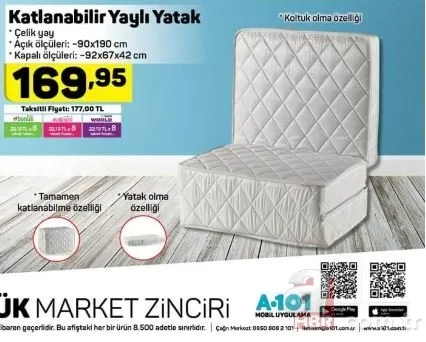 A101 3 Ekim 2019 Aldin Aldin Firsatlari Katlanabilir Yayli Yatak Aktuel Katalogu