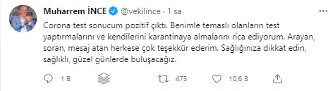 Son dakika: Muharrem İnce koronavirüse yakalandı - 1