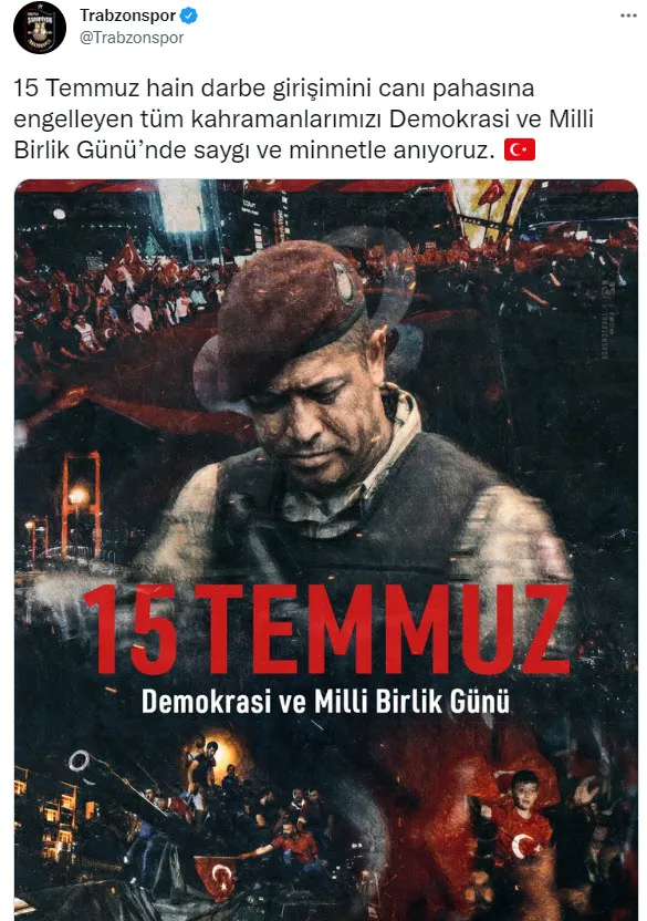 TFF ve 4 büyüklerden 15 Temmuz mesajı