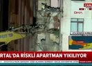 Kartalda riskli apartman yıkıldı