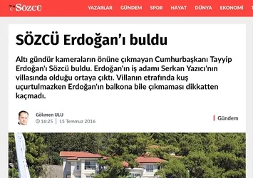 'Sözcü Erdoğan'ı buldu' haberine soruşturma
