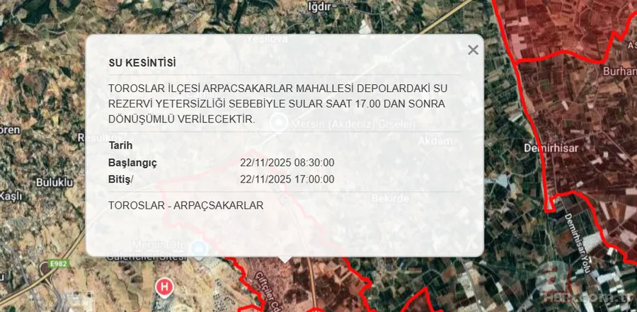 Mersin su kesintisi sorgulama: 22 Kasım Mersin’de su kesintisi ne zaman bitecek? 10
