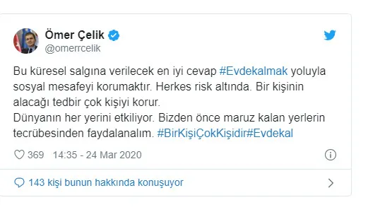 AK Parti Sözcüsü Ömer Çelik'ten "evde kal" çağrısı - 1