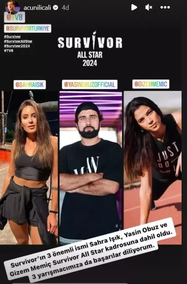 Survivor All Star 2024 kadrosu! Acun Ilıcalı 3 ismi daha açıkladı! İşte yeni sezon yarışmacıları...