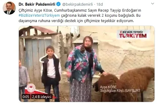 Başkan Erdoğan’ın Biz Bize Yeteriz Türkiyem kampanyasına çiftçilerden önemli destek