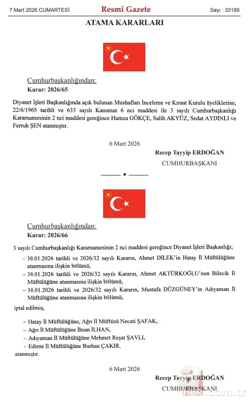 Başkan Erdoğan İmzaladı | Atama kararları Resmi Gazete’de 2