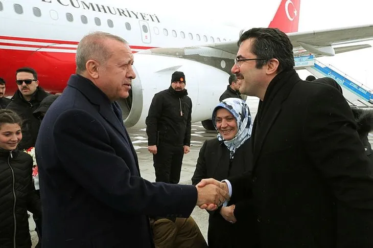 Başkan Erdoğan'a Erzurum'da sıcak karşılama