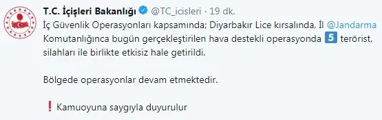 Son dakika: Diyarbakır’da 5 terörist etkisiz hale getirildi