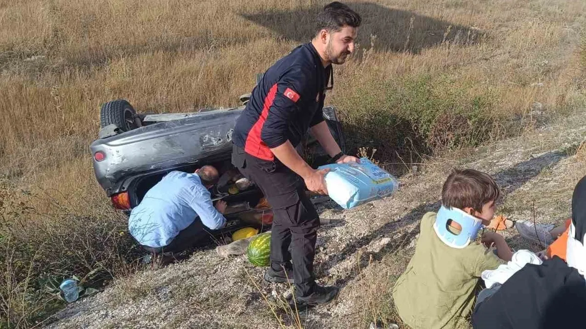 Erzincan'da şarampole uçan otomobilin sürücüsü yaralandı
