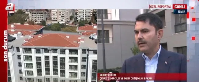 İzmir depreminin yaraları sarılıyor! Çevre Bakanı Kurum ve AK Parti Genel Başkanvekili Yıldırım A Haber’de