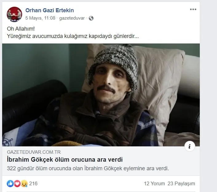 Karşıyaka Hakimi Ayşe Sarısu Pehlivan’ın ardından İzmir Hakimi Orhan Gazi Ertekin’in de DHKP-C’li Gökçek’e skandal destek