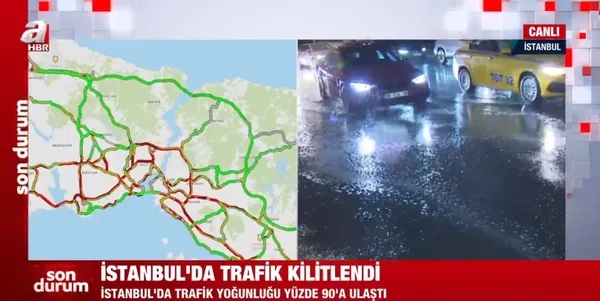 Son dakika: İstanbul'da yağmur bastırdı! Trafik durma noktasına geldi: Yoğunluk yüzde 90 - 3