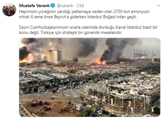 Bakan Mustafa Varank'tan Lübnan'daki patlama ile ilgili flaş açıklama: 6 sene önce Beyrut’a giderken İstanbul Boğazı’ndan geçti - 1