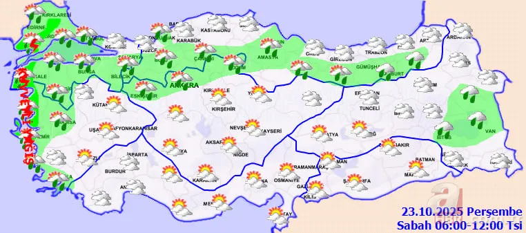 Şemsiyeleri hazır tutun! Meteoroloji 7 il için sarı kodlu uyarı yaptı: Lodos ve Arktik hava bir arada geliyor! Ege ve Marmara’da... 9