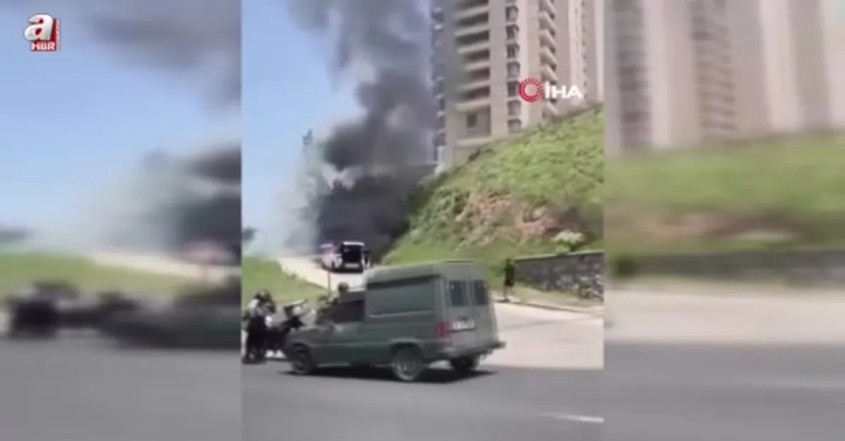 Ankara'da bir cip alev alev yandı
