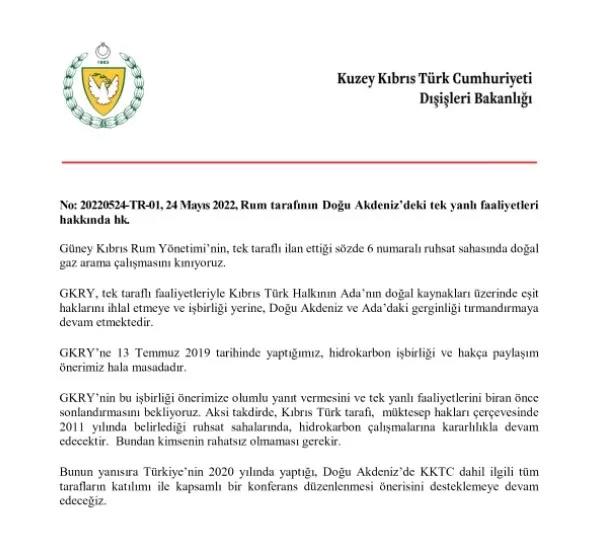 SON DAKİKA! KKTC’den Rum kesiminin sözde MEB’inde başlayan sondaj çalışmalarına sert tepki