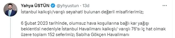 THY duyurdu: Kar nedeniyle İstanbul Havalimanı ve Sabiha Gökçen'de çok sayıda sefer iptal - 1