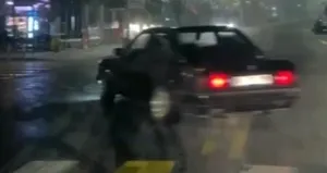 Drift atan sürücü polisten kaçamadı