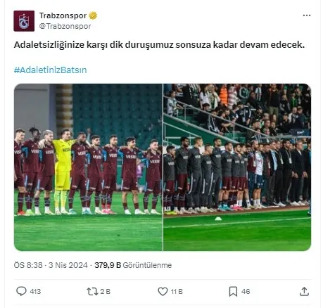 1712171212408.jpg Trabzonspor'dan Konyaspor maçı öncesi Fenerbahçe protestosu: Adaletsizliğinize karşı dik duruşumuz sonsuza kadar devam edecek - 3