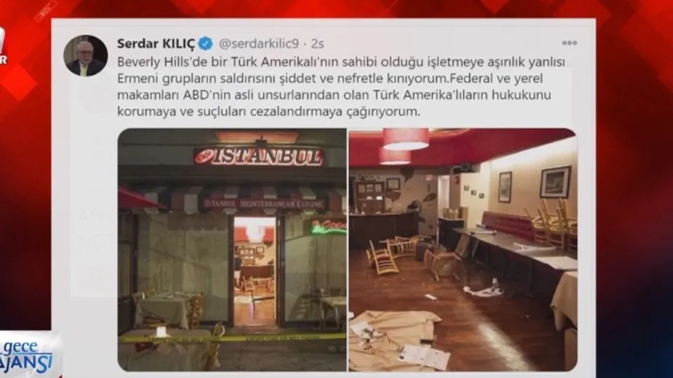 Türkiye’nin Washington Büyükelçisi Serdar Kılıç’tan Ermenilerin bir Türk’ün işlettiği kafeye saldırısına kınama