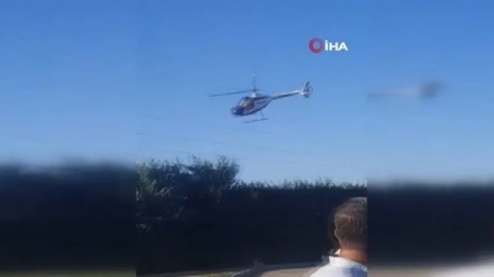 Afyonkarahisar’da helikopter düştü! İşte kaza anından görüntüler...