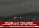 Sel sularının otomobili sürüklediği o anlar