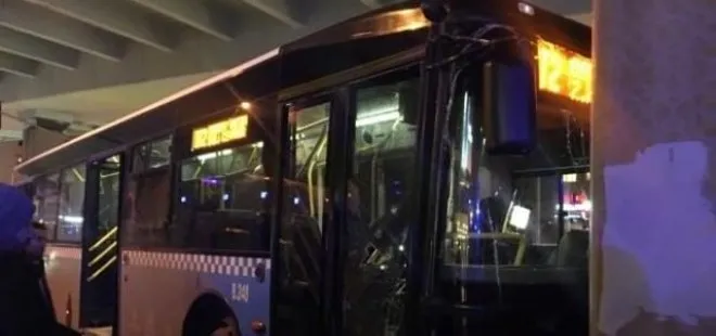 Mecidiyeköy’de halk otobüsü köprü ayağına çarptı