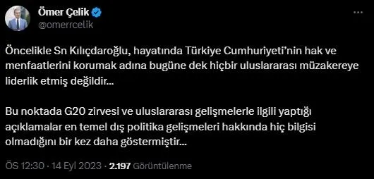 AK Parti Sözcüsü Ömer Çelik’ten CHP Sözcüsü Faik Öztrak’a dış politika ve terör tepkisi