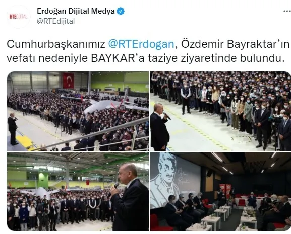 Başkan Erdoğan’dan Özdemir Bayraktar için Baykar tesislerine taziye ziyareti