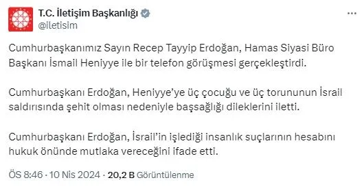 baskan-erdogandan-hamas-lideri-ismail-haniyyeye-bassagligi-telefonu-katil-israil-haniyyenin-ailesini-hedef-ald-1712773206313.jpeg Başkan Erdoğan'dan Hamas lideri İsmail Haniyye'ye basşağlığı telefonu! Katil İsrail Haniyye'nin ailesini hedef aldı - 3