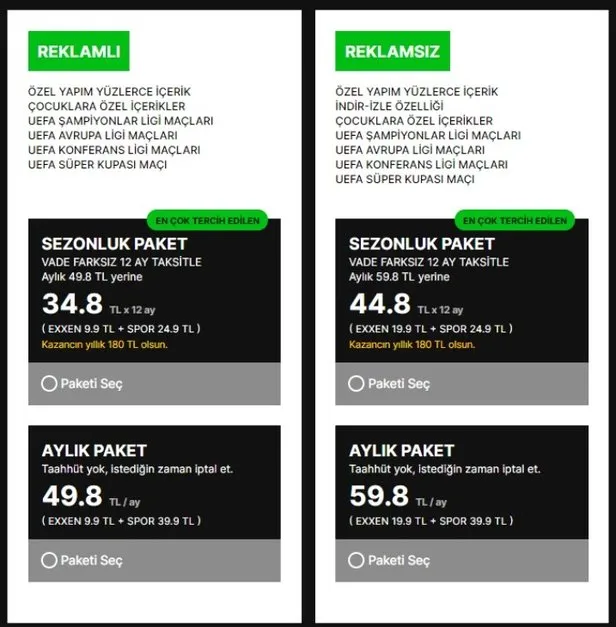 Exxen’de tek maç satın alma var mı? Exxen Beşiktaş, Galatasaray, Fenerbahçe tek maç üyelik var mı?