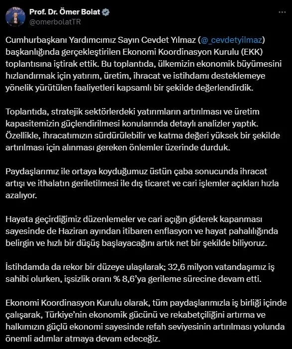 Ekonomi Koordinasyon Kurulu’ndan Külliye’de kritik toplantı! Enflasyonda düşüş için net tarih