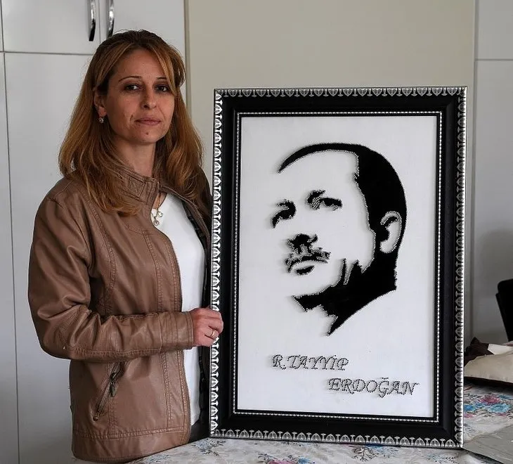 Tel ve çivi kullanarak Erdoğan’ın portresini yaptı