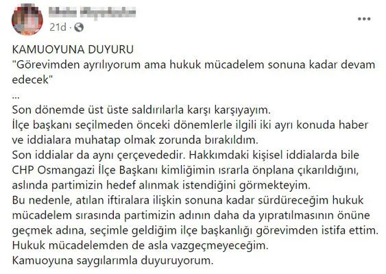 Son dakika... CHP ilçe başkanı ’17 yaşındaki kıza taciz’ skandalının ardından istifa etti