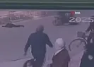 Motosikletli sürücü kadına böyle çarptı