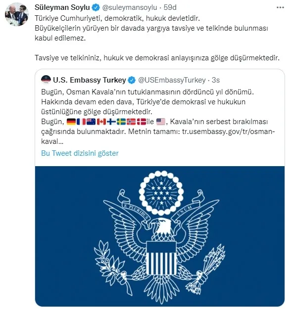 ABD dahil 10 ülkeden skandal Osman Kavala çağrısı! 10 ülkenin misyon şefi Bakanlık'ta! - 6