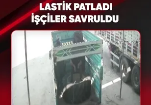 LASTİK PATLADI İŞÇİLER SAVRULDU