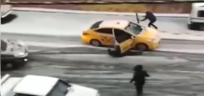 İstanbul’da kar yağışı sonrası kayan yolda taksideki yolcu ölümden döndü