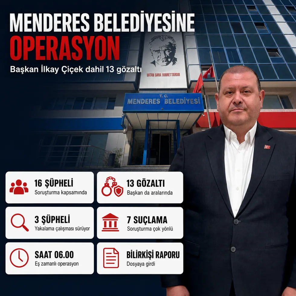 İzmir’de Menderes Belediyesine şafak operasyonu! Belediye Başkanı İlkay Çiçek’in de aralarında olduğu 13 kişi gözaltında - 1