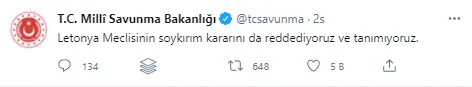 Son dakika: MSB'den Letonya'ya 'soykırım' tepkisi: Reddediyoruz ve tanımıyoruz - 1