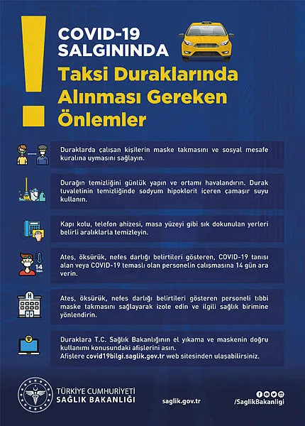 Sağlık Bakanlığından taksi durakları, şoför ve müşteriler için uyarı afişleri yayınlandı - 1